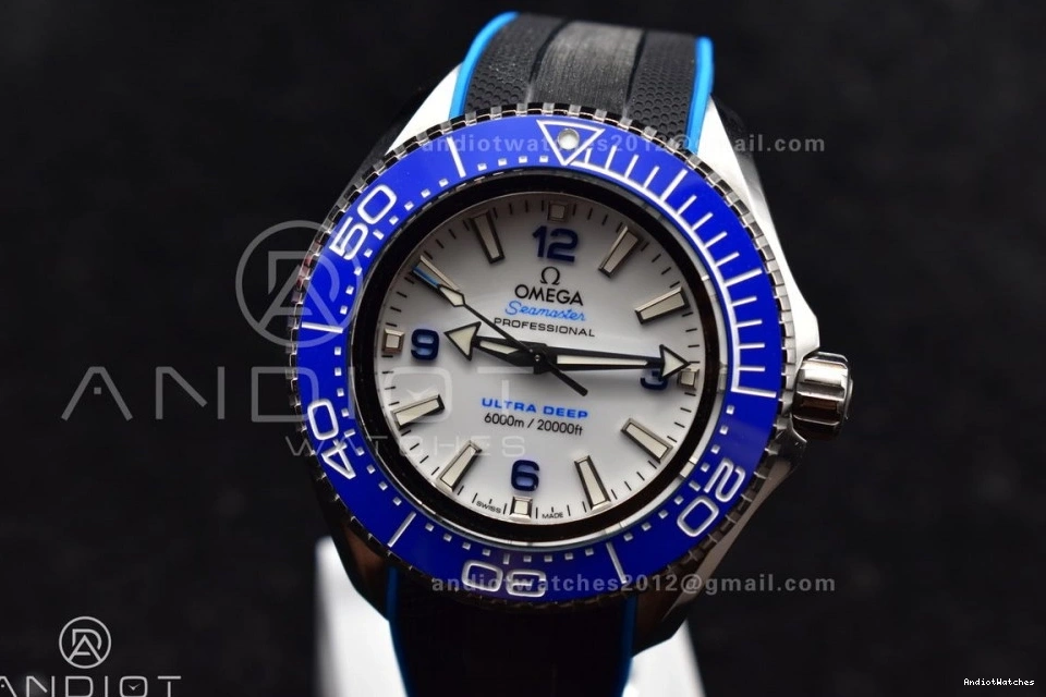 6000M Deep 1:1 Dial A Ultra TF Best Bezel Edition SS Ceramic Seamaster on Blue Rubber Strap White 1078 Black Versatile 0404